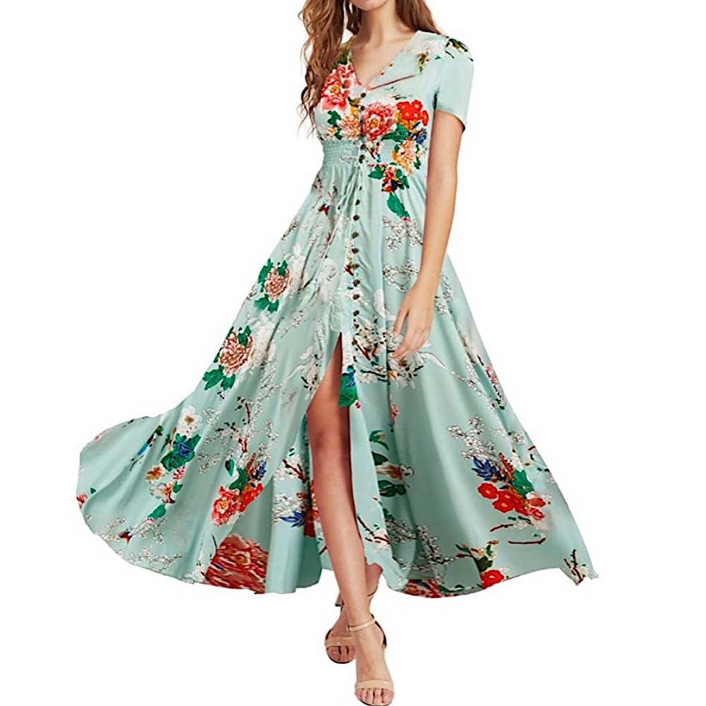 NWOT Shein Boho Button Front Split Dress